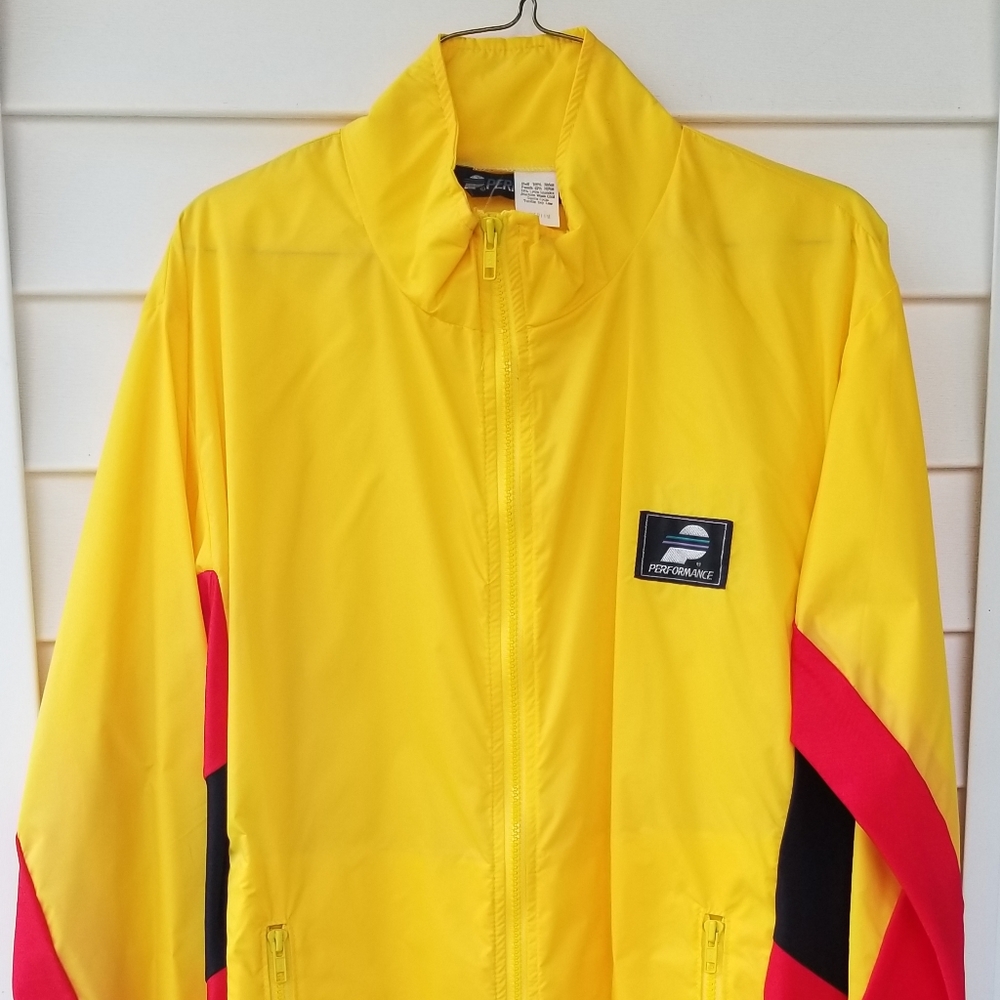 Performance Bike Cycling Shell Jacket Unisex Size Medium Yellow, Red and Black